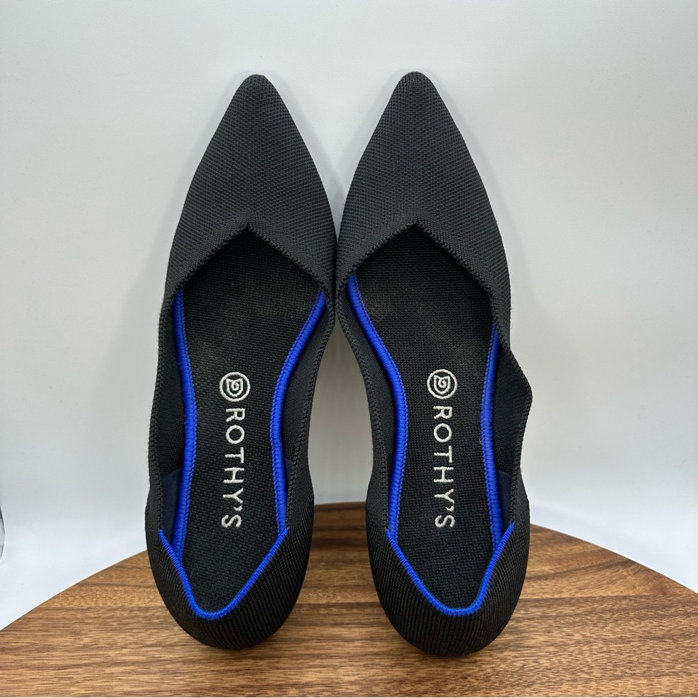 Rothy's The Point Slip On Pointed Flats Solid Black Washable Women's 9.5